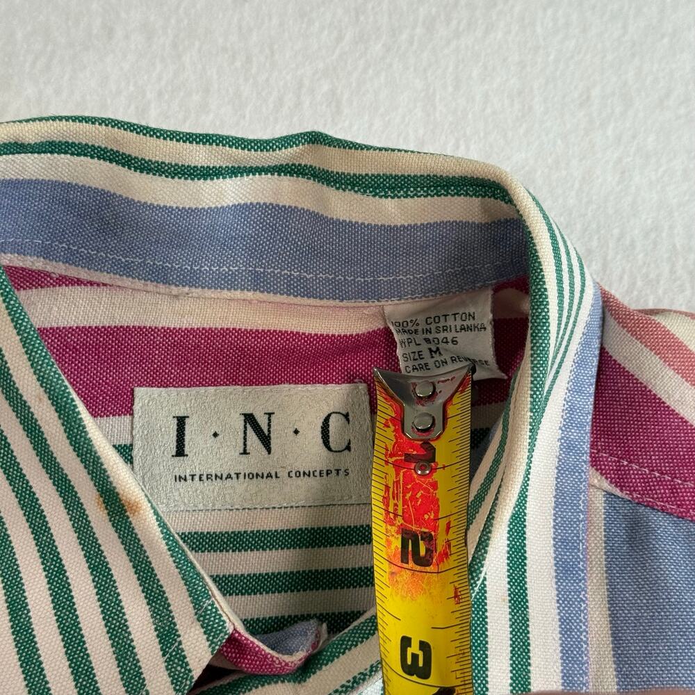 Vintage 90s I.N.C International Concepts Colorful Striped Button Up Shirt Medium - Picture 11 of 15
